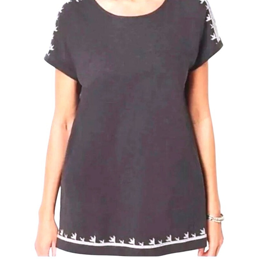 Pure J. Jill Shirt Women's Size Large Petite Embroidered Dolman Tunic Top Cotton